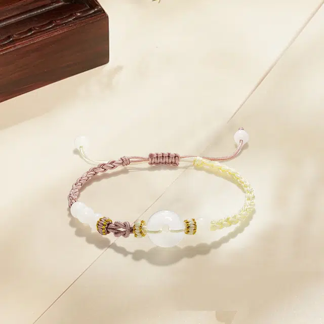 百慕眸 新中式小众设计轻奢高级感复古民族风吉祥如意通勤 玉髓 玉石手链 男女同款情侣款 礼盒装