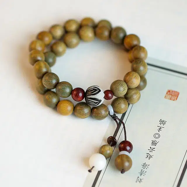 百慕眸 国潮念珠 莲花双圈 复古新中式文艺民族风 白玉菩提 手串 男女同款情侣款