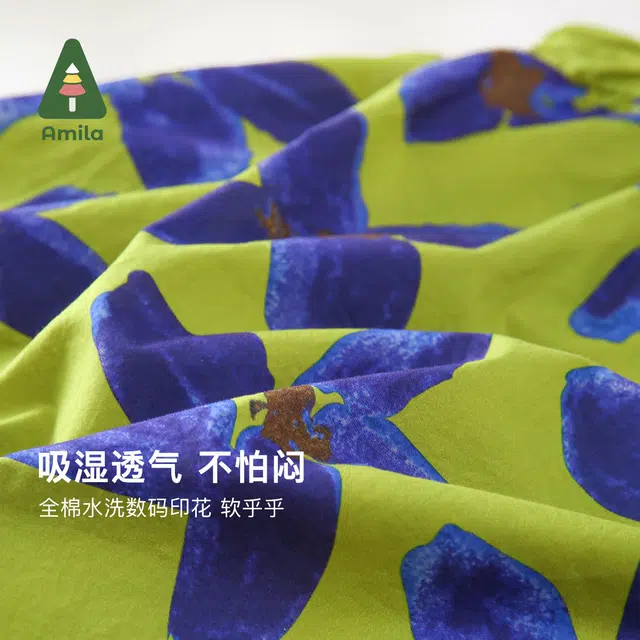 啊咪啦 圆领植物花卉舒适无袖儿童连衣裙 中童 花色