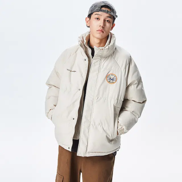 王者荣耀 梦奇刺绣章植绒字母图案宽松休闲保暖拉链立领棉服 男女同款