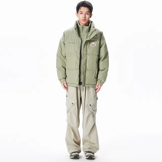 王者荣耀 梦奇刺绣章植绒字母图案宽松休闲保暖拉链立领棉服 男女同款