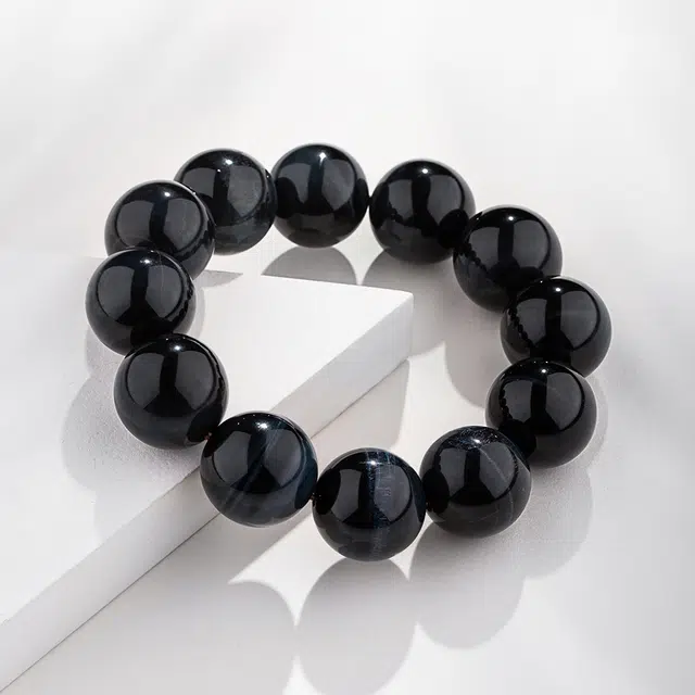 玺璎 新中式招财纳福赐福 复古小众 黑曜石 手串 男款