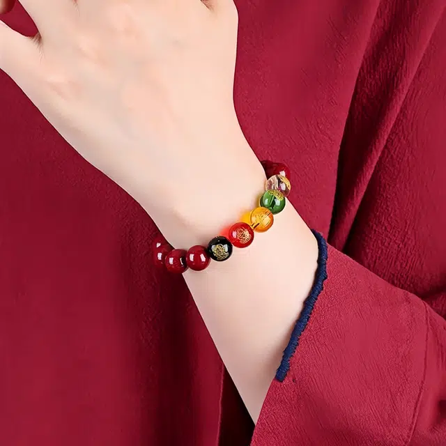 玺璎 五路财神平安素圈串珠 新中式本命年吉祥如意再造辰砂#好运 朱砂 手串 男女同款情侣款