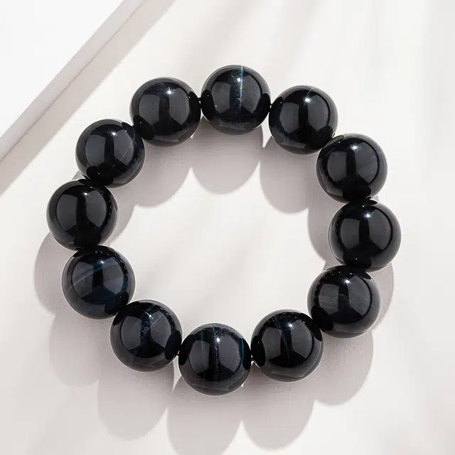 玺璎 新中式招财纳福赐福 复古小众 黑曜石 手串 男款