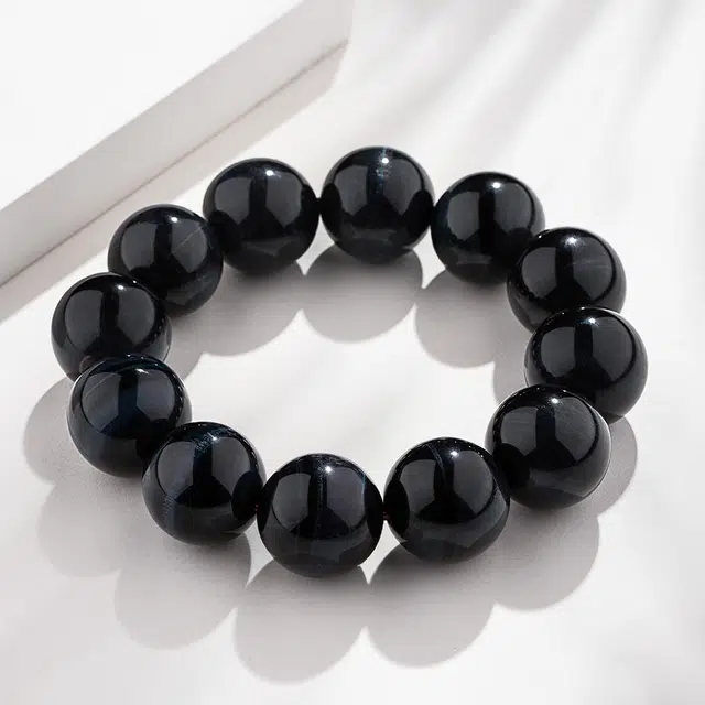 玺璎 新中式招财纳福赐福 复古小众 黑曜石 手串 男款