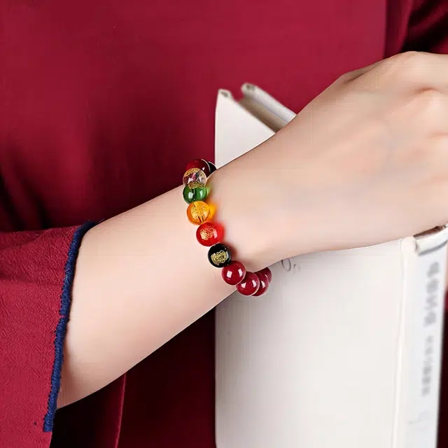 玺璎 五路财神平安素圈串珠 新中式本命年吉祥如意再造辰砂#好运 朱砂 手串 男女同款情侣款