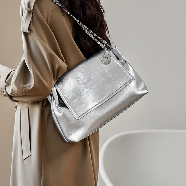 纳兰杜 包包少女女生时尚链条包纯色优斜挎包 牛皮 单肩包 大号 女款