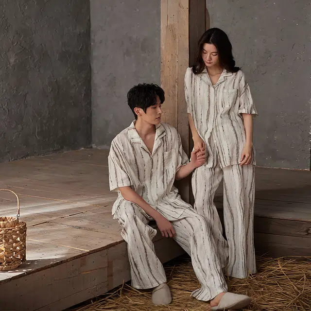 俏薇妮 简约柔软时尚可爱高级感短袖长裤家居服舒适透气休闲凉感可外穿睡衣套装 女款 米白色
