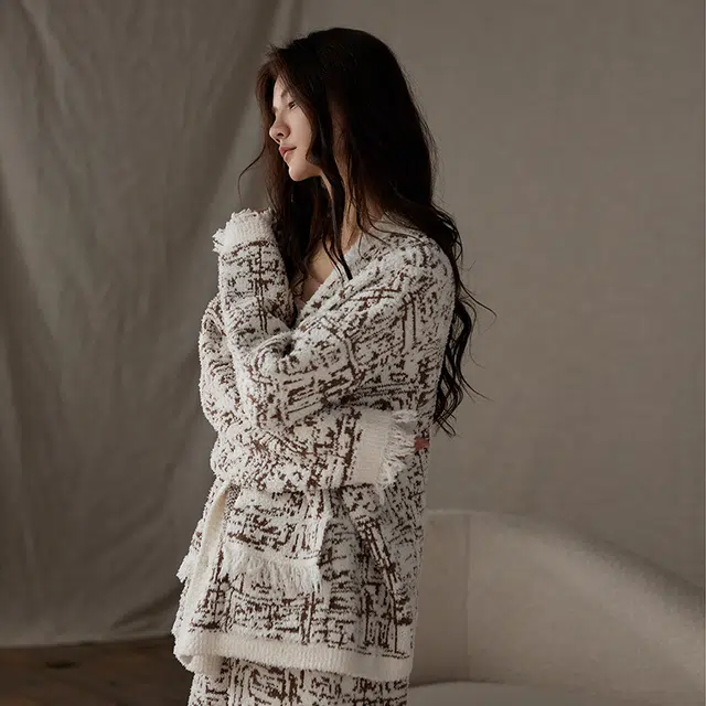 俏薇妮 柔软舒适保暖家居服时尚宽松休闲可外穿睡衣套装 女款 咖色