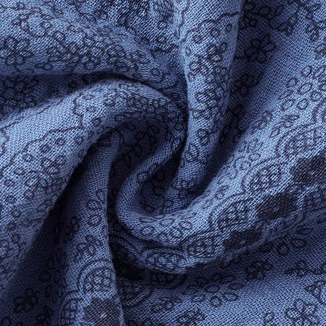 俏薇妮 简约时尚高级感家居服复古提花流苏纱布凉感薄款短袖短裤可外穿睡衣套装 女款 蓝色