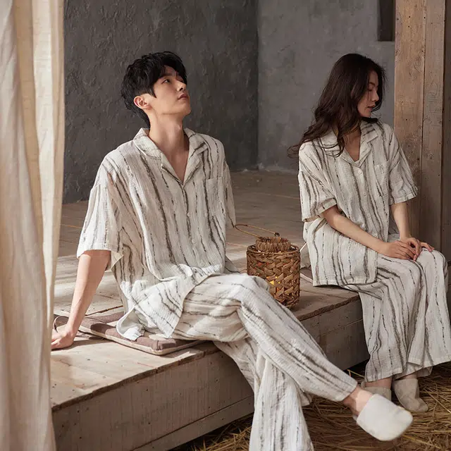 俏薇妮 简约柔软时尚可爱高级感短袖长裤家居服舒适透气休闲凉感可外穿睡衣套装 女款 米白色