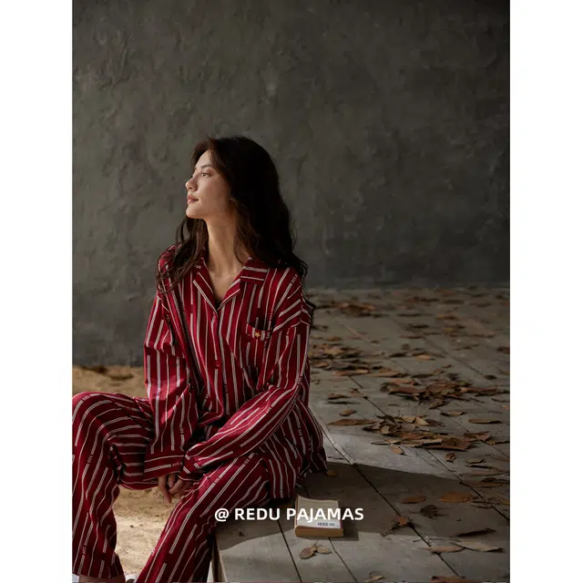 俏薇妮 简约时尚高级感家居服休闲舒适可外穿睡衣套装 女款 红色