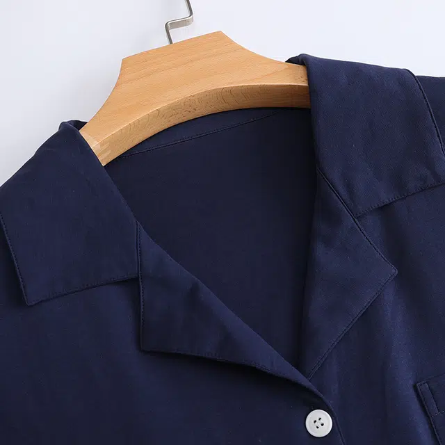俏薇妮 简约亲肤舒适凉感纯棉短袖短裤高级感家居服宽松实用可外穿睡衣套装 男款 藏青色