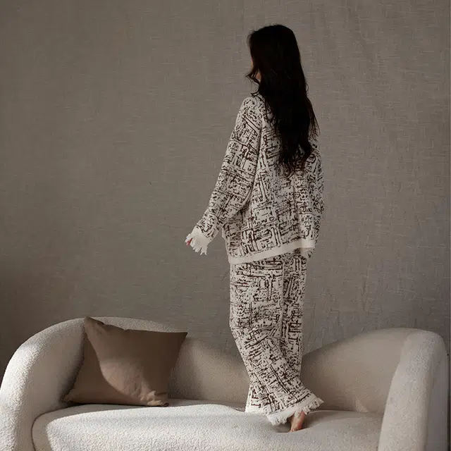 俏薇妮 柔软舒适保暖家居服时尚宽松休闲可外穿睡衣套装 女款 咖色