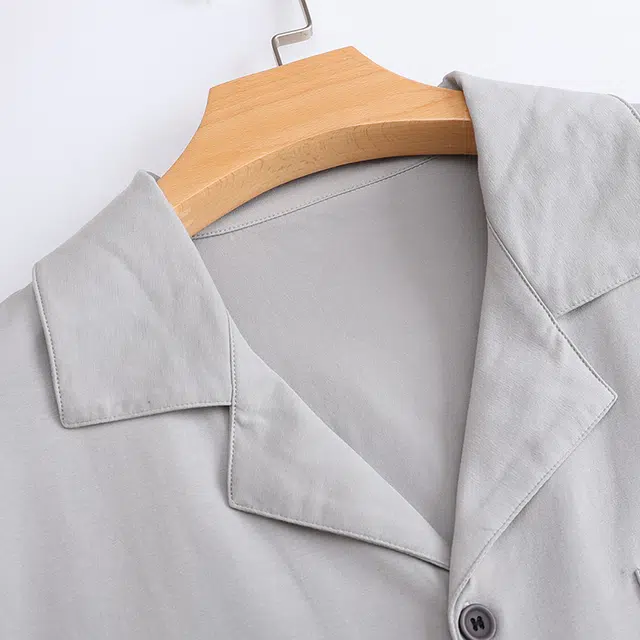 俏薇妮 简约凉感棉高级感休闲开衫家居服翻领宽松舒适透气可外穿睡衣套装 男款 浅灰色