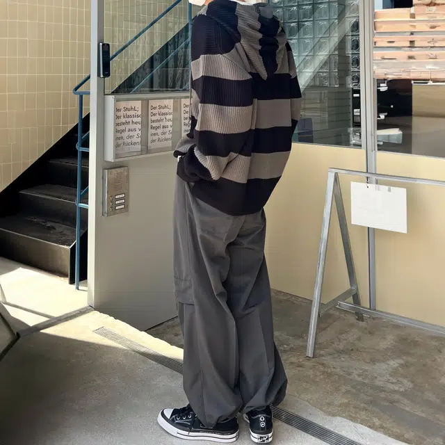 我是大卫 撞色复古拼色条纹宽松高级感拼接韩版卫衣 男女同款