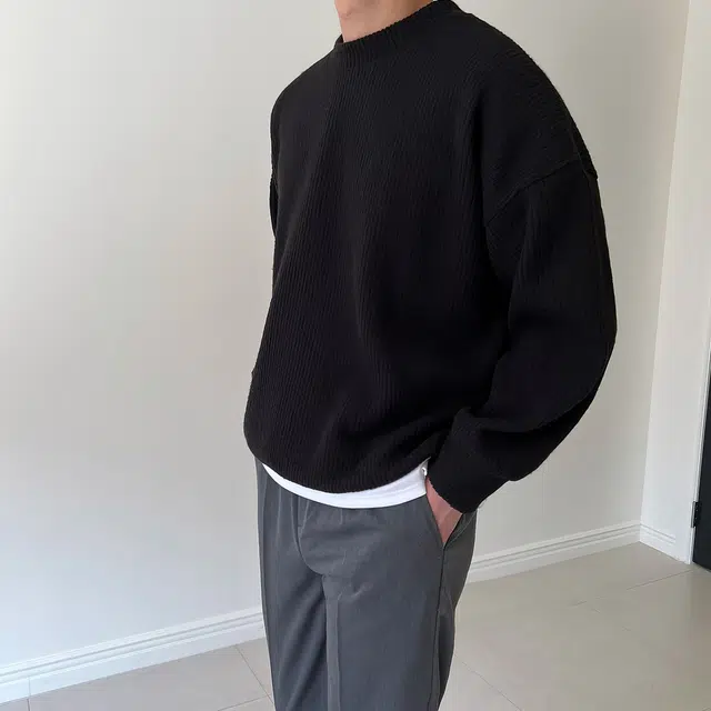 我是大卫 美式时尚高级感宽松圆领慵懒风休闲打底针织衫 男女同款