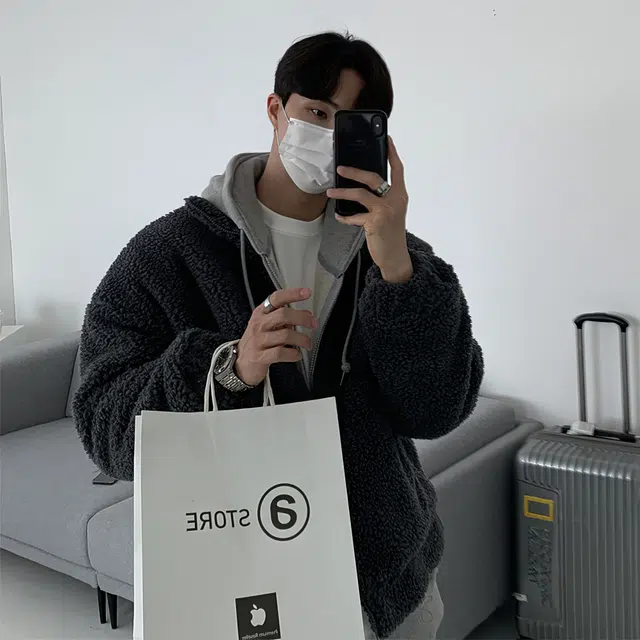 我是大卫 纯色摇粒绒保暖加厚休闲外套夹克 男女同款