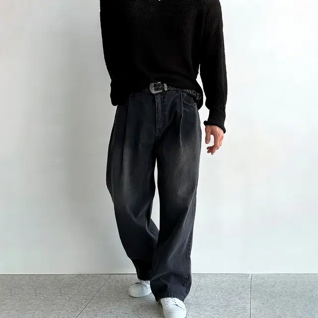 我是大卫 复古水洗做旧宽松休闲牛仔裤 男女同款