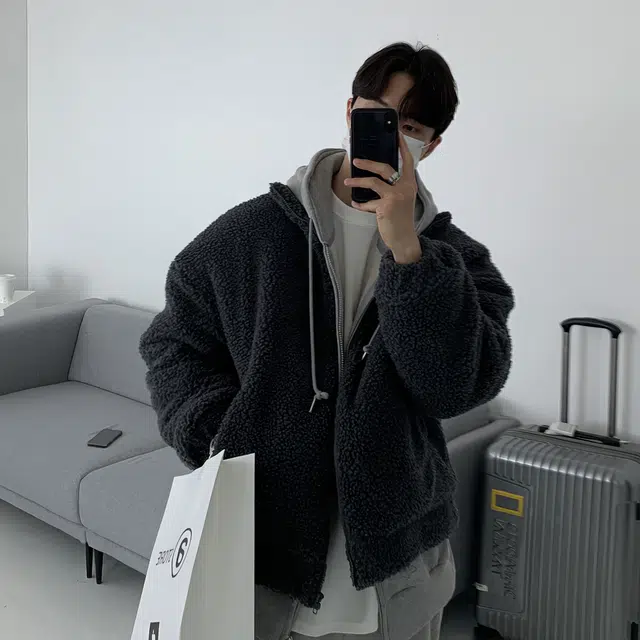 我是大卫 纯色摇粒绒保暖加厚休闲外套夹克 男女同款