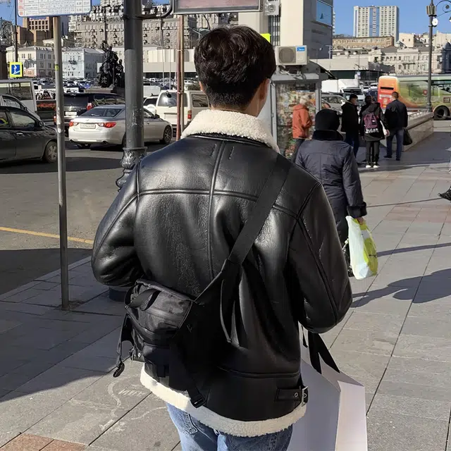 我是大卫 撞色拼接宽松口袋拉链基础款韩系外套夹克 男女同款