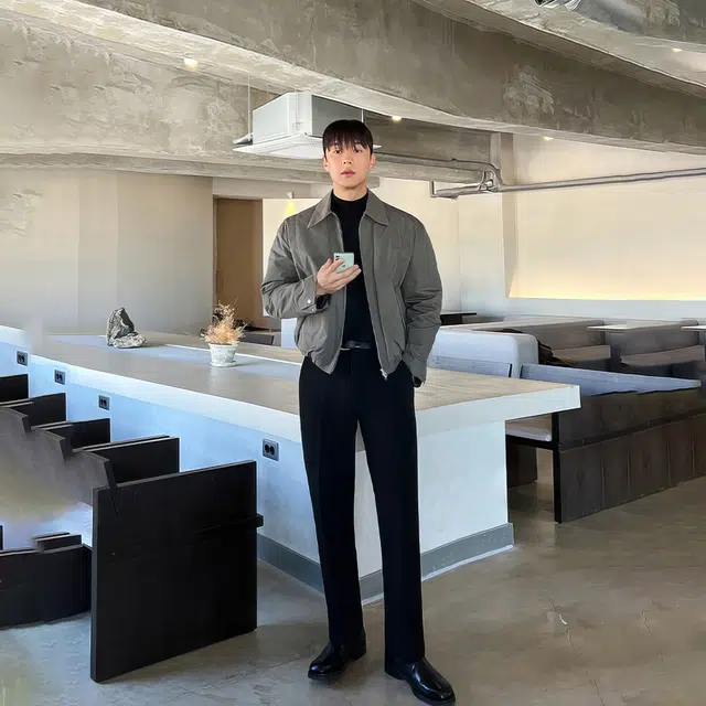 我是大卫 纯色短款翻领休闲拉链飞行员夹克 男女同款