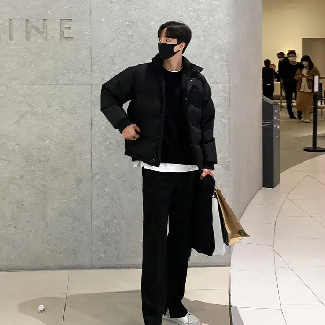 我是大卫 加厚休闲立领面包棉服 男女同款 黑色