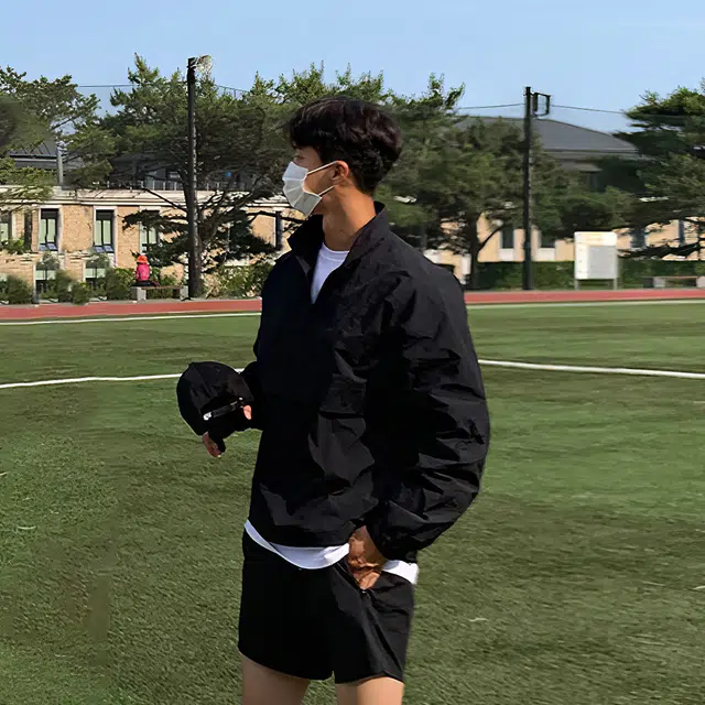 我是大卫 薄款纯色休闲百搭防晒半拉链夹克外套 男女同款