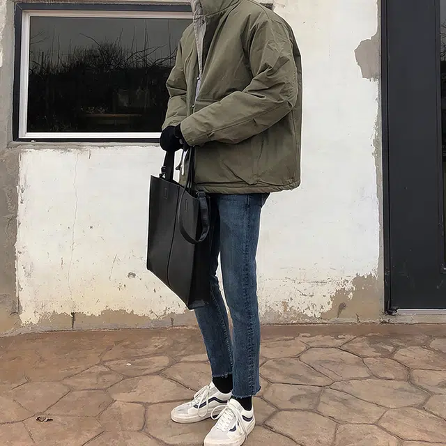 我是大卫 韩版纯色立领工装大口袋休闲宽松棉服 男女同款