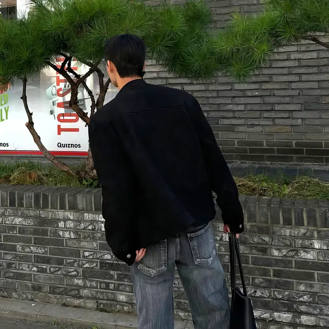 我是大卫 美式复古短款机车服双拉链立领夹克外套 男女同款