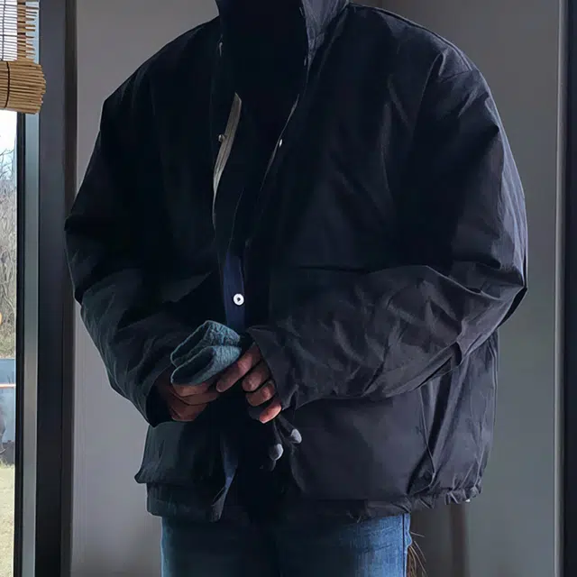 我是大卫 韩版纯色立领工装大口袋休闲宽松棉服 男女同款