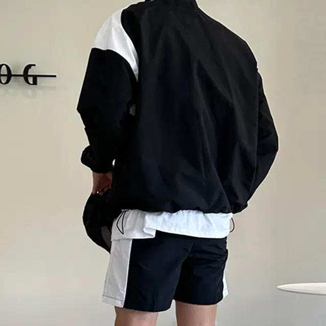 我是大卫 字母撞色立领拉链长袖夹克外套 男款 黑色