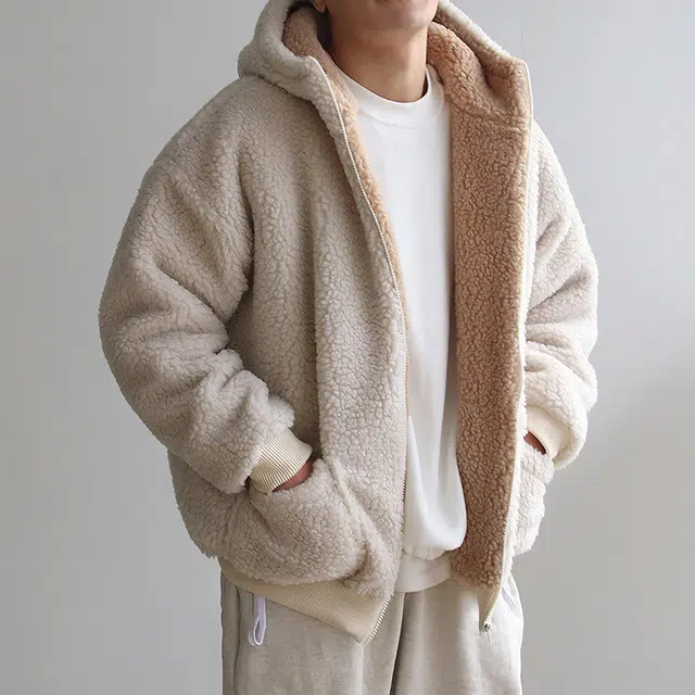 我是大卫 纯色短款羊羔绒拼色加厚保暖韩版休闲棉服 男女同款