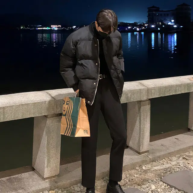 我是大卫 纯色基础款面包保暖休闲棉服外套 男女同款