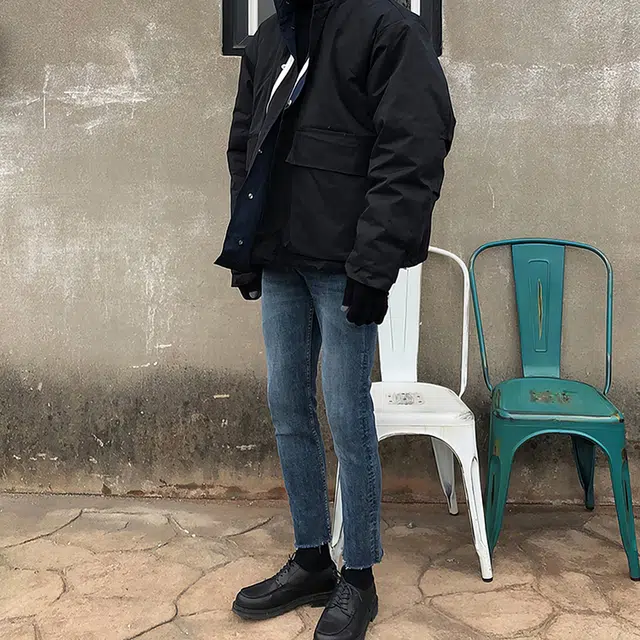 我是大卫 韩版纯色立领工装大口袋休闲宽松棉服 男女同款