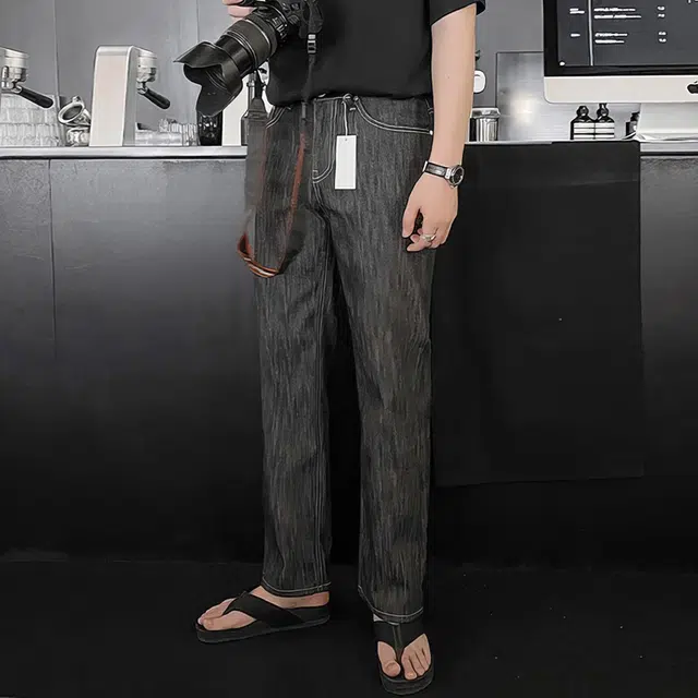 我是大卫 高级感直筒宽松百搭休闲牛仔裤 男女同款 黑色
