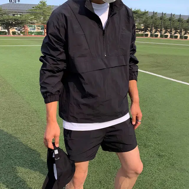 我是大卫 薄款纯色休闲百搭防晒半拉链夹克外套 男女同款