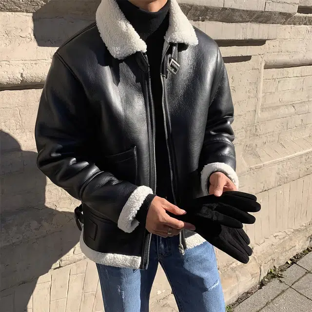我是大卫 撞色拼接宽松口袋拉链基础款韩系外套夹克 男女同款