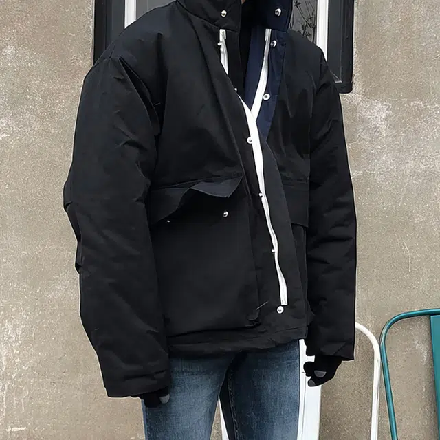 我是大卫 韩版纯色立领工装大口袋休闲宽松棉服 男女同款