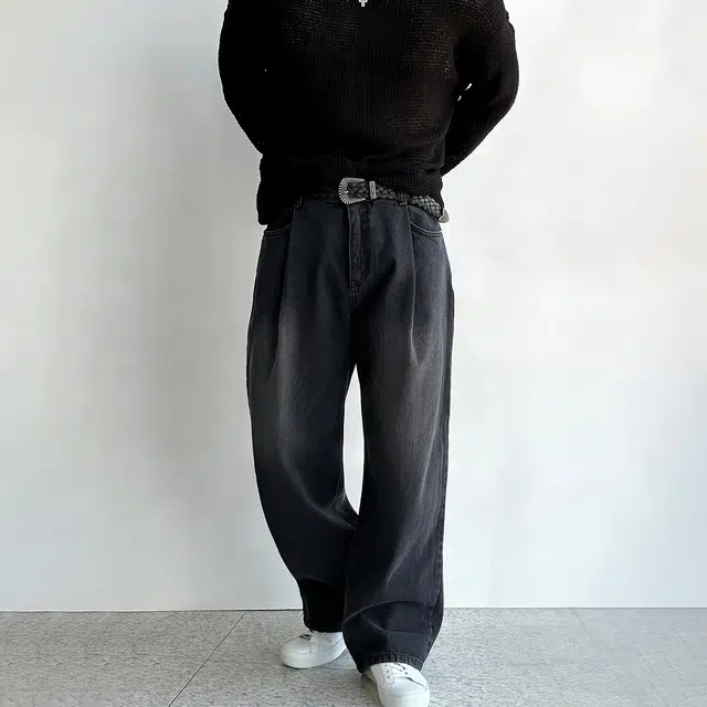 我是大卫 复古水洗做旧宽松休闲牛仔裤 男女同款