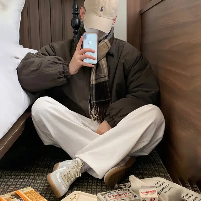 我是大卫 日系复古夹克棉服 男女同款 深棕色