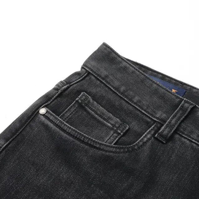 爱登堡 探索主题纯色印花口袋通勤百搭休闲轻奢修身水洗磨白猫须抗皱耐穿亲肤舒适保暖挺括有型拉链长微弹牛仔裤 男款