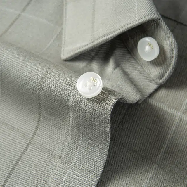 爱登堡 格子尖领纽扣长袖衬衫 男款