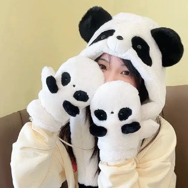 壹号梦工厂 古力古力 熊猫抱竹手套 可爱卡通 玩偶周边