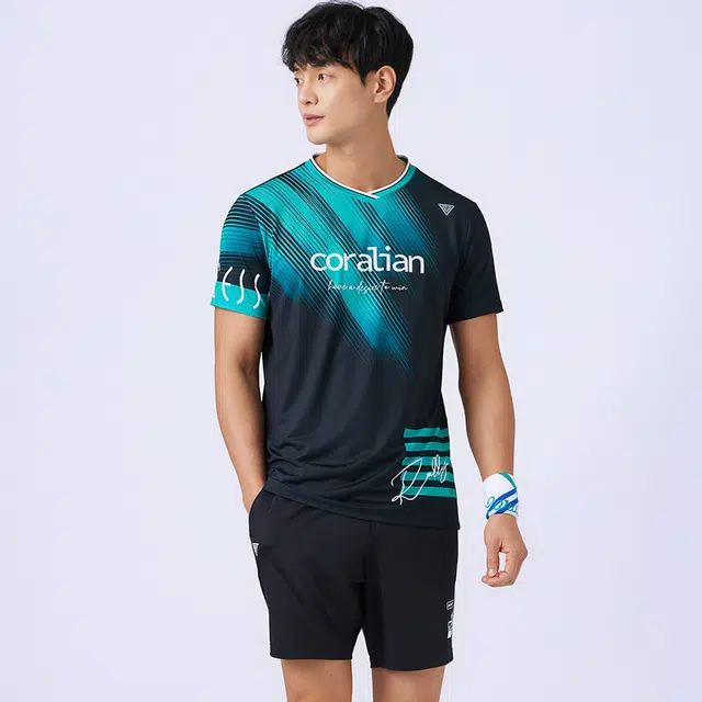 可莱安 透气速干运动短袖羽毛球服 男款 黑色