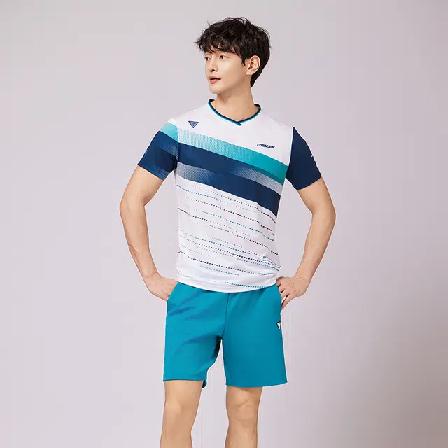 可莱安 韩国进口透气速干时尚舒适运动服短袖羽毛球服 男款