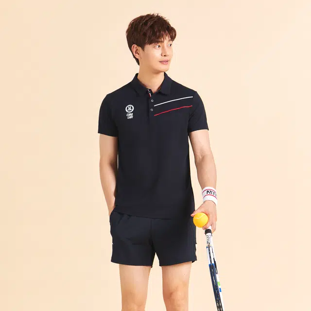 可莱安 字母透气速干运动短袖羽毛球服 男款 黑色