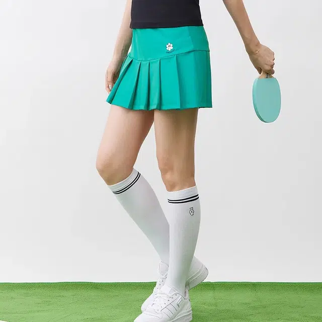 可莱安 纯色简约字母花朵印花图案中腰休闲短裙 女款 绿色