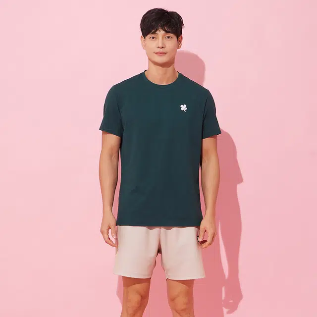 可莱安 速干透气运动短袖羽毛球服 男款 绿色