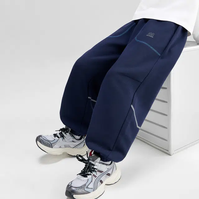 左西运动卫裤 户外轻氧明线撞色反光条设计耐磨束腿校园裤 高保型软支撑 儿童款